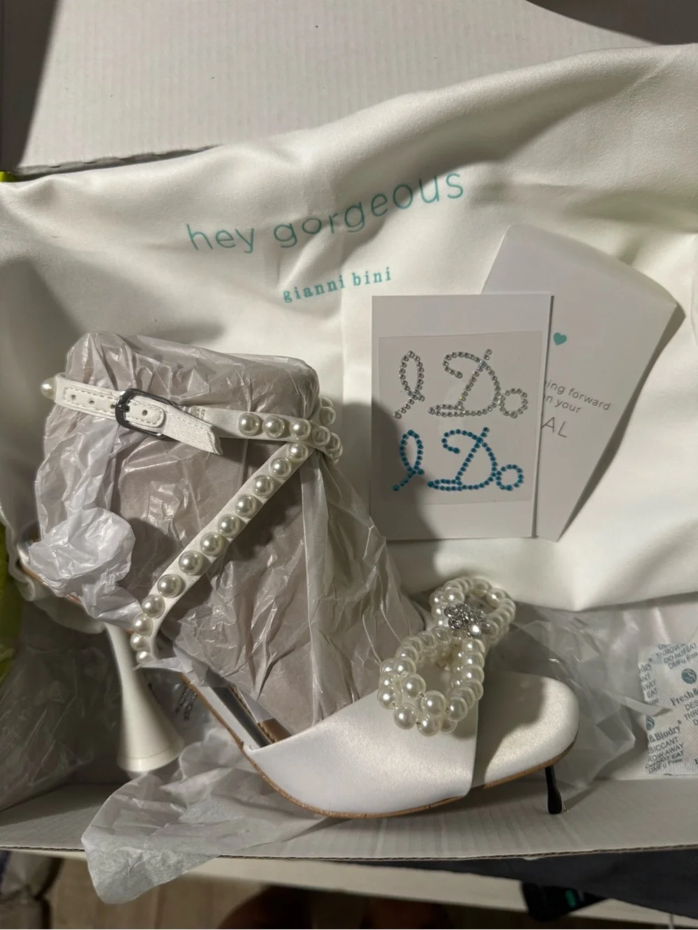 Gianni Bini White Pearl Bow Slingback Heels